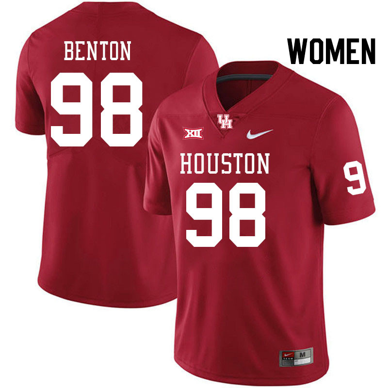Women #98 Justin Benton Houston Cougars Big 12 XII College Football Jerseys Stitched-Red
